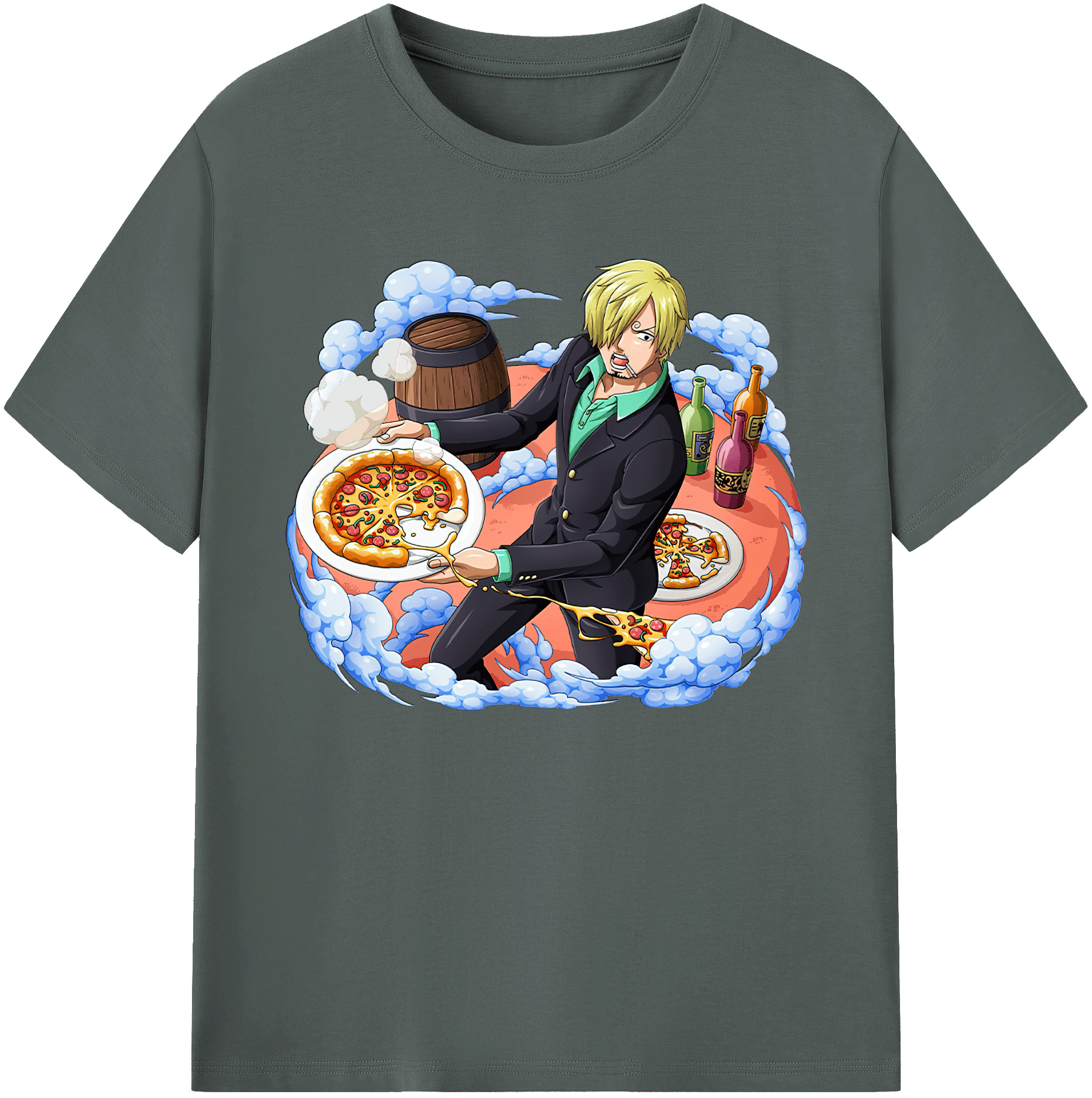 （画像用） ワンピース サンジ ONE PIECE Sanji 綿100％ メンズ半袖Tシャツ｜肌触りやわらか＆通気性
